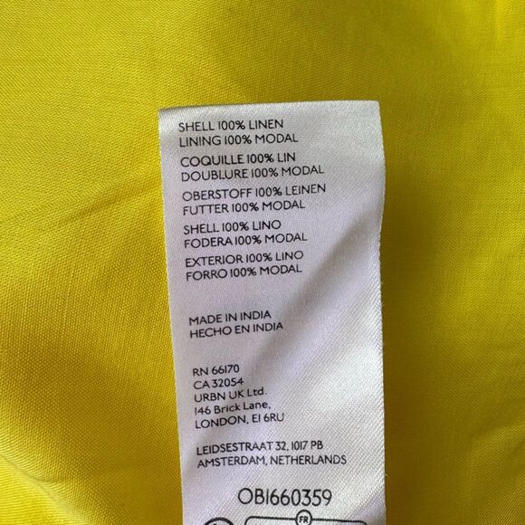 NEW By Anthropologie Linen One Shoulder Wrap Dress Yellow Size 12 - Picture 6 of 8